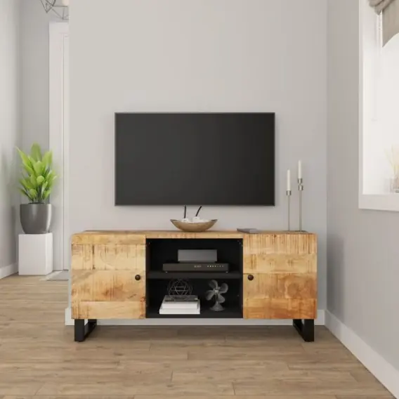 Wyprzedaż Szafka pod telewizor, 105x33x46 cm, lite drewno mango Lumarko! - Hurtownia wielobranżowa Lumarko